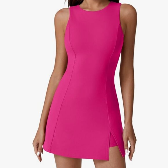 Qinsen Sleeveless Tennis Golf Dress Womens XL Pink New Undershorts - Picture 1 of 11